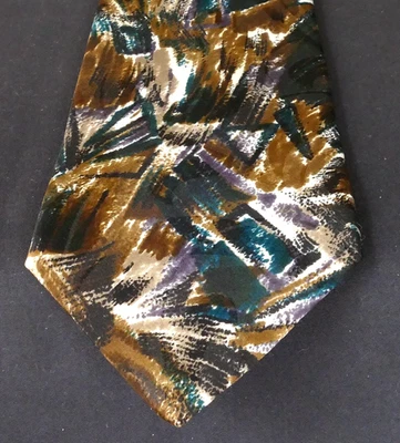 Corbata Forte Poliéster EE. UU. Geométrica Azul Marrón 55 1/2" Largo 3 1/2" Ancho Foto 1 de 4