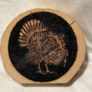 Geschnitzte Pyrographie Türkei Jagd Erntedank Urlaub Hütte Holz Dekor - Bild 1 von 9