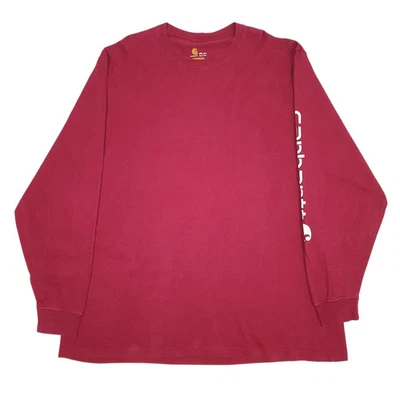 CARHARTT Burgundy T Shirt Tee Long Sleeve Cotton Blend Mens XXLT - Image 1 of 4