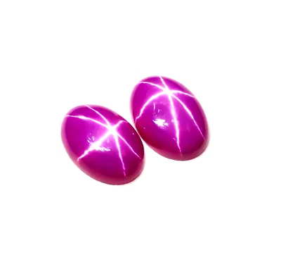 Lab Crated Ruby Star Oval Gemstone Pair For Making Earring 14X10X4 mm 11.5 CT - Image 1 of 2