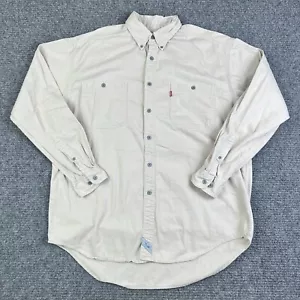 Camicia vintage Y2K Levi's elegante beige abbottonato uomo grande 100% cotone etichetta rossa - Foto 1 di 12