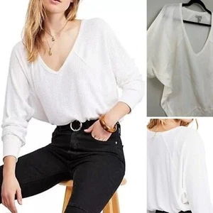 Neu mit Etikett Free People kuscheliges minimalistisches Oversize-Top 100 % Baumwolle Waffelmuster kastig S - Bild 1 von 8