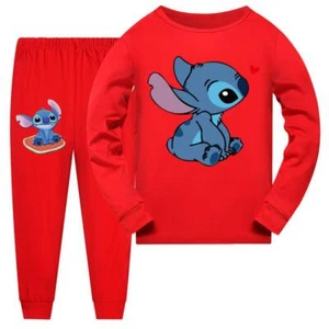 Stitch 5-13 Year Old Girls' Pajama Set, Boys' Cartoon Long Sleeve Casual Set - Picture 1 of 30