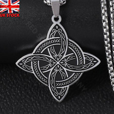 Stainless Steel Celtic Knot Irish Necklace Viking Amulet Witch Medallion Men NEW