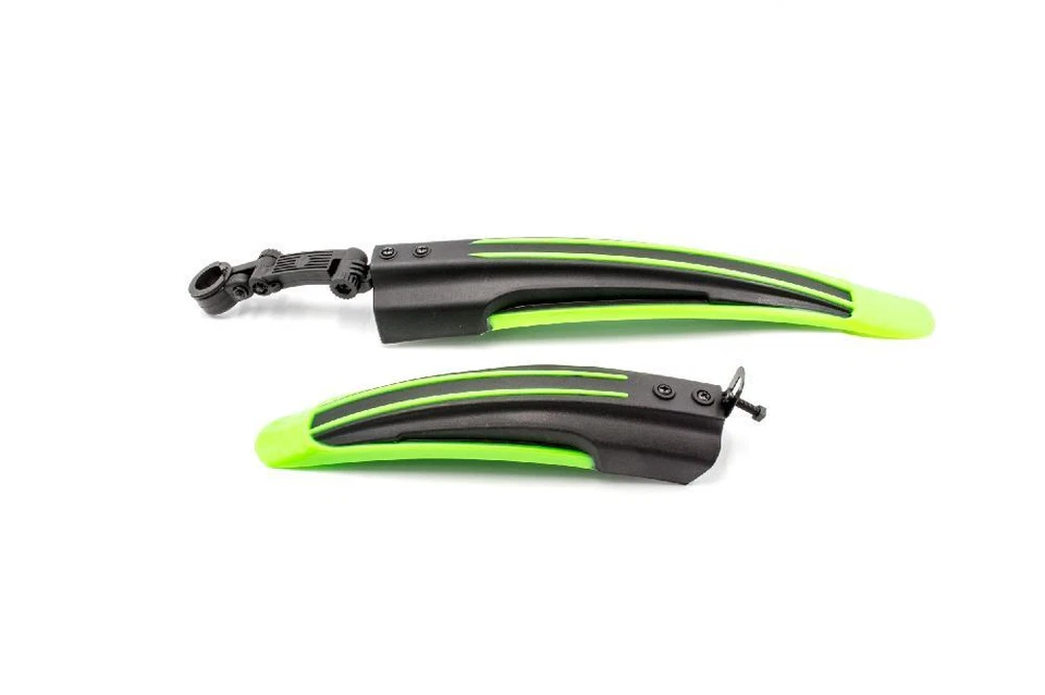 Set di parafanghi per mountain bike con ruote da 24" / 26" - nero/verde plastica - Immagine 1 di 1