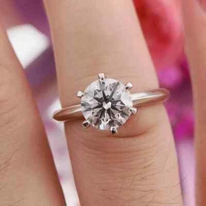1.50 Ct Round Cut IGI Certified Lab Grown Diamond Solitaire Ring 14K White Gold - Picture 1 of 23