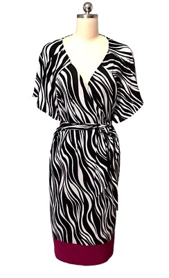 Vestido Igigi True Wrap Estampado Geométrico Negro Blanco Púrpura Para Mujer Talla Grande 22/24 Foto 1 de 4