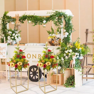 2Pcs Gold Flower Floor Stand Gold Wedding Party Flower Stand Display Stand Decor - Picture 1 of 12