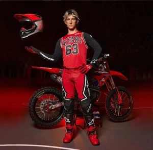 Completo Uomo Motocross Maglia Pantaloni Alpinestars TECHSTAR ACUMEN Rosso Nero - Foto 1 di 9