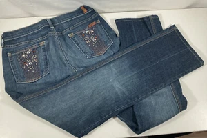 7 For All Mankind Women's Sz 26 Embellished Rhinestone Flare Pockets Made In USA - Picture 1 of 6
