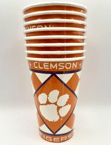 Clemson Tigers ACC Checkered NCAA University Sports Party 12 oz. Paper Cups - Picture 1 of 1