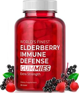 Elderberry Gummies Herbal Supplements with Vitamin C & Zinc Gluten Free 60 CT