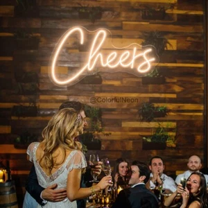 80cmX30.5cm Cheers Neon Signs Acrylic Night Light Bride Room Wedding Wall Decor - Picture 1 of 11
