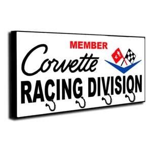 1960's Member Corvette Racing Division Design Wood Key Hanger Dog Leash Holder - Picture 1 of 8