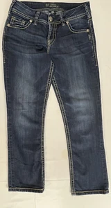 Silver Jeans Womens Dark Wash 5 Pocket Blue Denim Capri Jeans Size W 27 - Picture 1 of 11