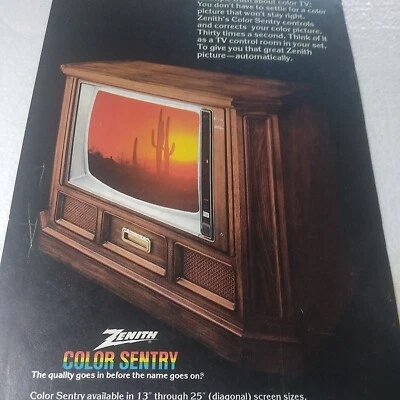 Zenith TV Print Advert 1970s OR PICK ANY 3 AD FOR $24 FLIPSIDE Grumman Sunstream - Image 1 of 4