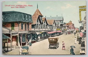 Circuit Avenue in Cottage City MA, Now Oak Bluffs Massachusetts Postcard 1910's - Picture 1 of 5