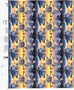 1992 29 cent Space full Sheet of 50, Scott #2631-2634, Mint NH - Picture 1 of 1