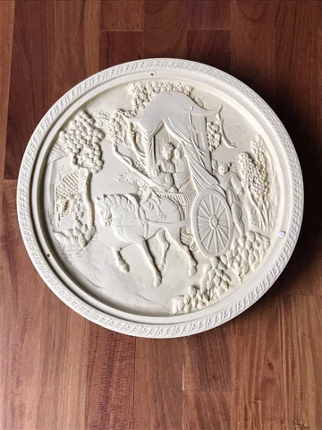 VTG Asian Carved Resin Table Top w/ Emperors Romance Garden Scene Cover