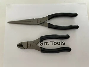 Snap-On Tools USA NEW 2pc Black Soft Grip Cutter & Needle Nose Plier Lot Set - Picture 1 of 6