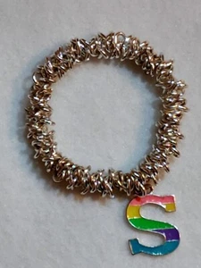 new Without Tag - JUSTICE - Letter S  CHARM - STRETCH  BRACELET Silver tone - Picture 1 of 5