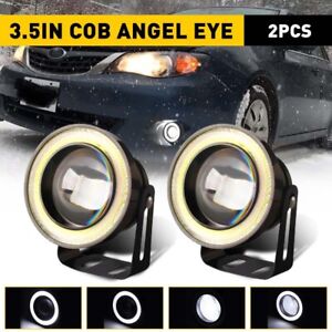 3.5" Inch COB LED Fog Light Projector Car White Angel Eyes Halo Ring DRL Lamp