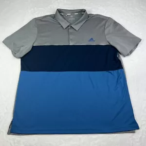 Adidas Polo Golf Shirt Mens XXL 2XL Blue Golfing Colorblock Casual Stretch Mens - Picture 1 of 10