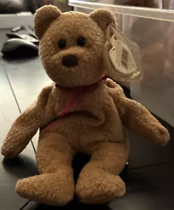 Ty Beanie Babys Curly der Bär Plüschtier mit brauner Nase - Bild 1 von 5