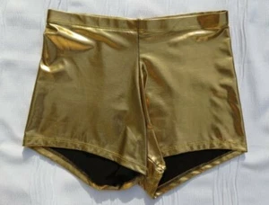 NIHOE Women’s Metallic Gold Stretch Club Disco Party Sexy Booty Shorts US M L - Picture 1 of 3