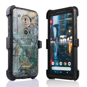 For Motorola Moto G6 Play Holster Shock Proof Belt Clip Kickstand Combo Case - Picture 1 of 24