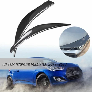 Pair Luxury Carbon Fiber Headlight Eyebrows Eyelid For Hyundai Veloster 2011-17 - Picture 1 of 4