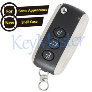 Flip Remote Key Fob Shell Case 3 Button for 2005-2016 Bentley Continental GT GTC - Picture 1 of 6