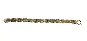 Solid 14K Yellow Gold 10mm Flat Byzantine Panel Bracelet 8 Inch - Picture 1 of 5