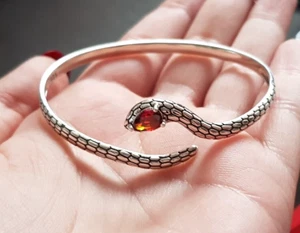 EDLES Armband 925 SILBER massiv Armkette Ring SCHLANGE ARMREIF Armzange Zirkonia - Bild 1 von 4