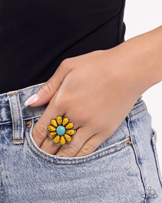 Paparazzi Jewelry Accessories - Firm Florals - Yellow Ring - NEW!!! - Image 1 of 4