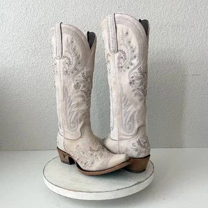 Stivali da cowboy Lane Santorini donna 7,5 bianco marrone western cowgirl metà polpaccio alti - Foto 1 di 11