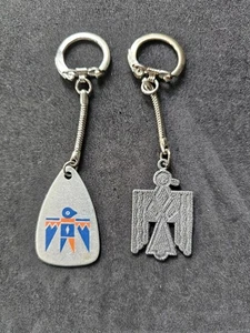 2 Stück Vintage Schlüsselanhänger Kinder von Zuni New Mexico Indianer Design & Donnervogel  - Bild 1 von 5