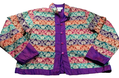 Blazer kimono Coldwater Creek para mujer talla M púrpura floral con botones manga larga Foto 1 de 4