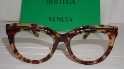 Bottega Veneta Eyeglasses New Cateye Havana Gunmetal BV0071O 003 49 19 140 - Image 1 of 4