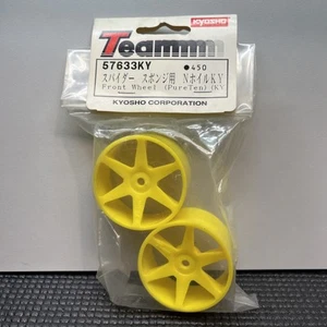 Kyosho Team Pure Ten Spider Yellow Front Wheels For Foam Sponge Tires Vintage RC - Picture 1 of 4