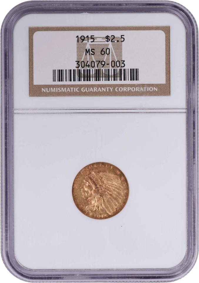 1915 $2.50 Gold Indian MS60 NGC - Image 1 of 4