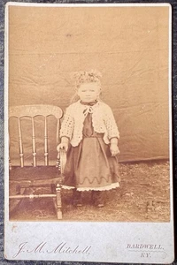 Foto de tarjeta de gabinete Bardwell Kentucky KY hermosa chica cabello rizado identificación Ednie 1880 - Imagen 1 de 4