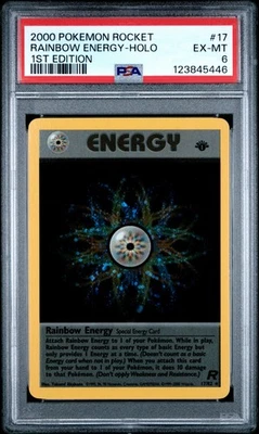 RAINBOW ENERGY Pokémon Team Rocket 1st Edition Holo Swirl 17/82 - PSA 6 - Image 1 of 2