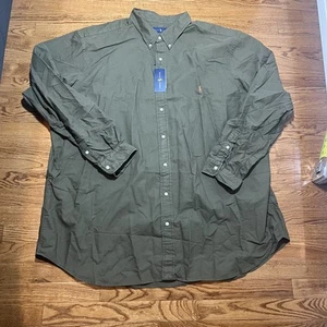 Ralph Lauren Shirt Mens 4XLT Green Button Down Long Sleeve Pony Big Tall Classic - Picture 1 of 9