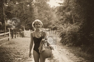 Vintage 1920's Photo of  Woman in Swimsuit Lake Day North Carolina Portrait  343 - Picture 1 of 2