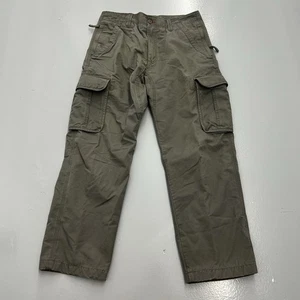 LL Bean Mens Pants Flannel Plaid Lined Pants 32x30 Natural Fit Gray Cargo - Picture 1 of 12