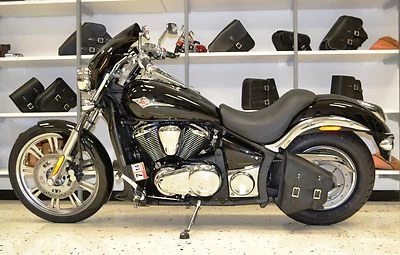 Kawasaki VULCAN LEFT Side BLACK LEATHER SOLO BAG - SHL01 BAD&G CustomS - Image 1 of 4