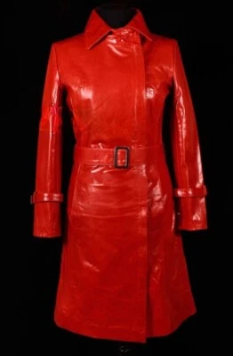 Red Designer  Long Genuine Leather Dress/Coat - Image 1 of 3