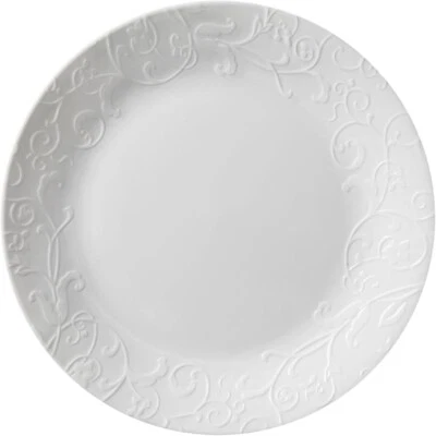 NEW - SET OF 4 - CORELLE - BELLA FAENZA - 10 1/4" EMBOSSED RIM DINNER PLATES