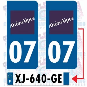 07 ARDECHE RHONE ALPES / 2 STICKERS PLAQUE IMMATRICULATION STICKER PALQUES - Picture 1 of 1